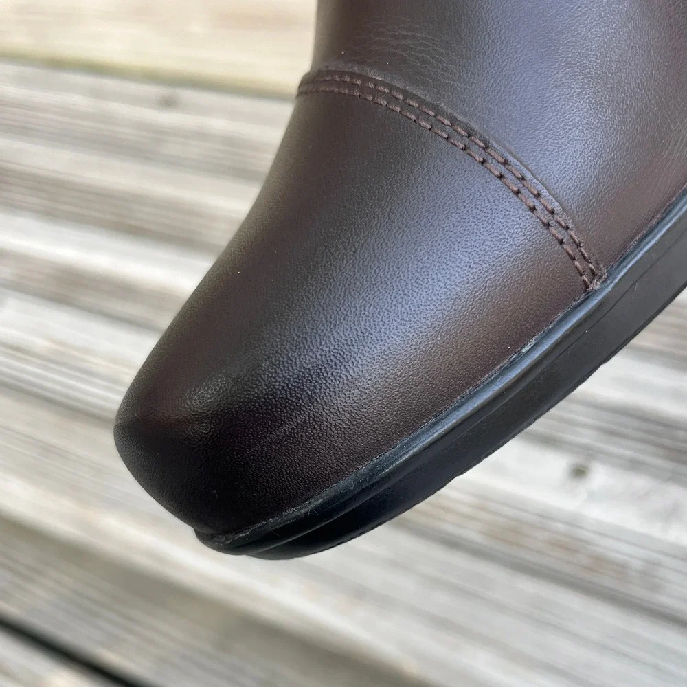 Clarks Collection Emslie‎ Warren Dark Brown Leather Heeled Loafers Womens 9 W